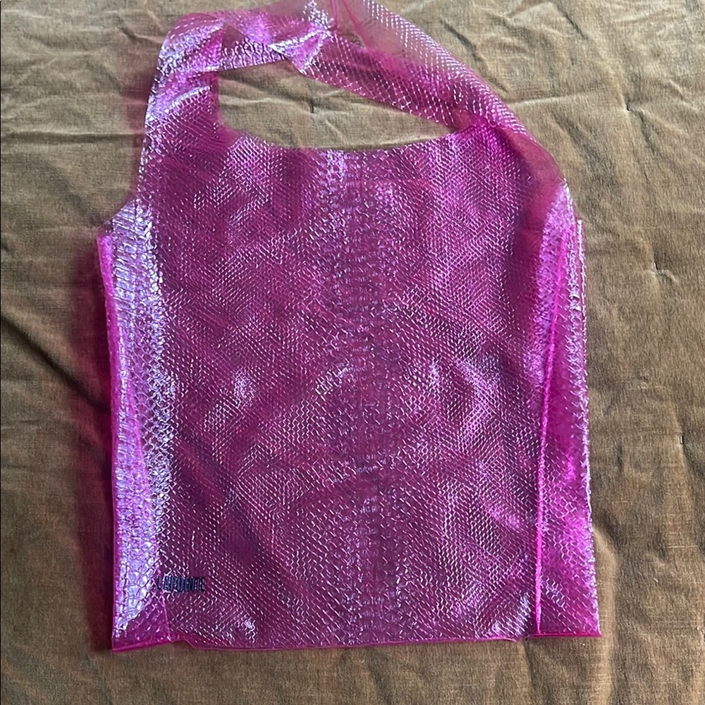 Sally LaPointe Pink Fuchsia Cclear Tote Bag with Glossy Finish - Picture 6 of 7